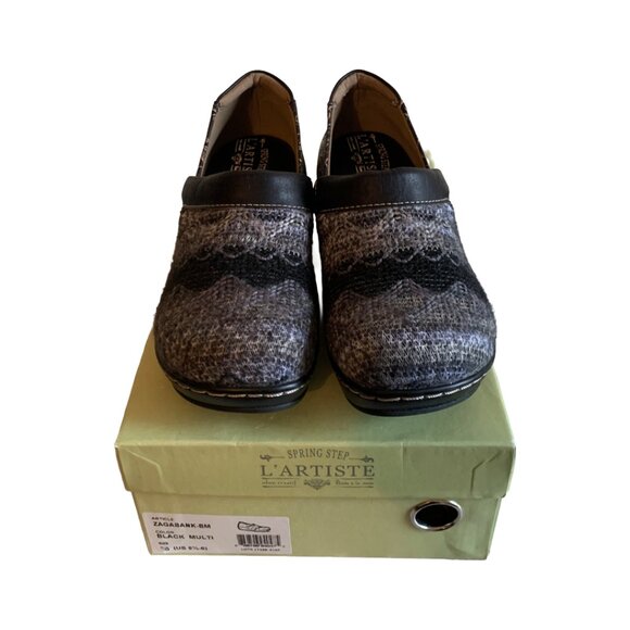 L 'ARTISTE by SPRING STEP Womens' Black Multi Zagabank Leather Clogs Size 5.5 - Picture 5 of 9